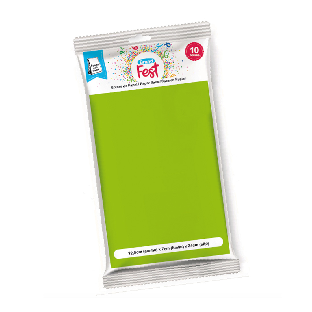  BOLSA COTILLON BRANDPACK 12X7X24 X10  VERDE