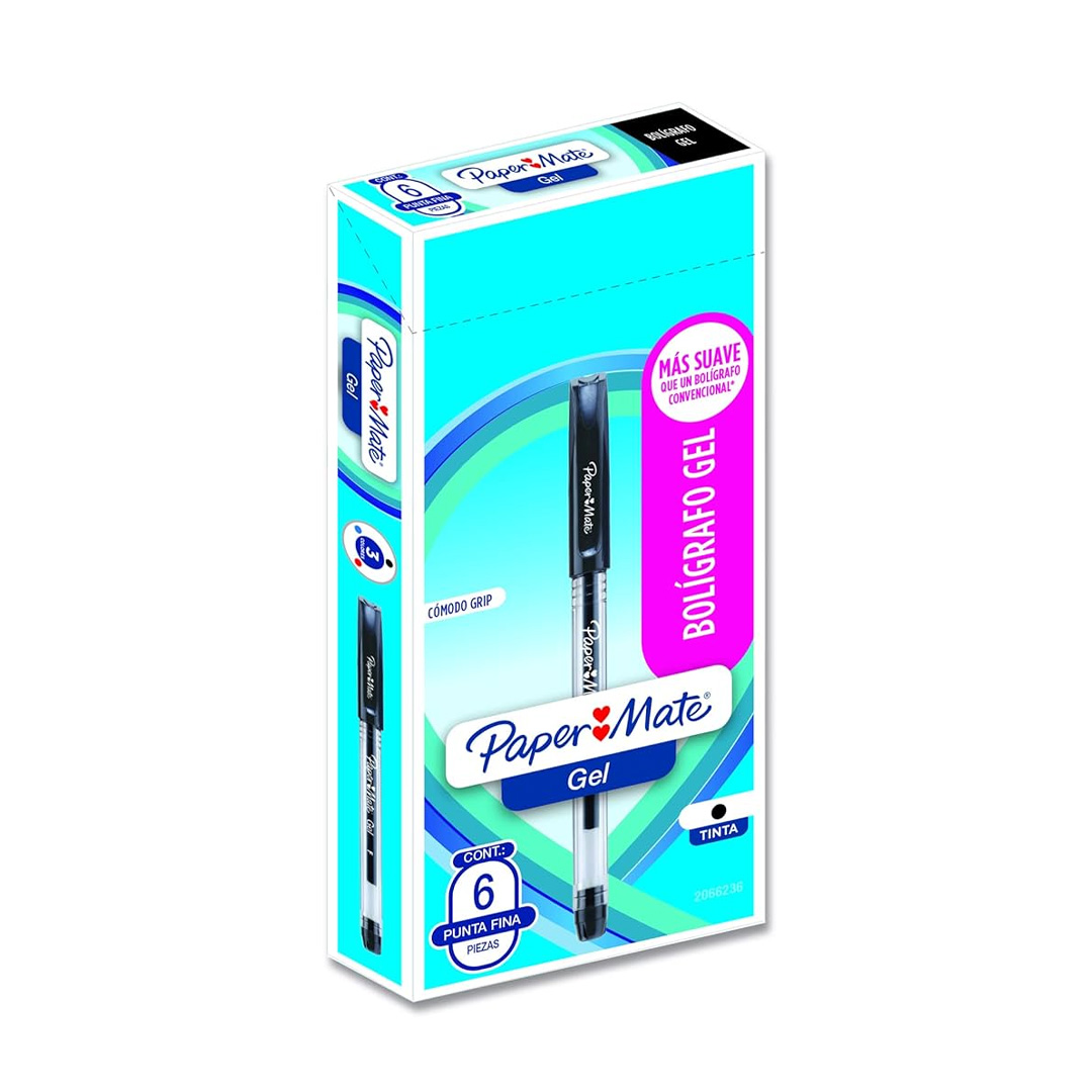  BOLIGRAFO PAPERMATE ECONOMY GEL NEGRO X6