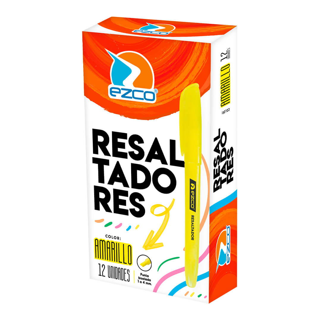  RESALTADOR FINO EZCO X12 FLUO AMARILLO