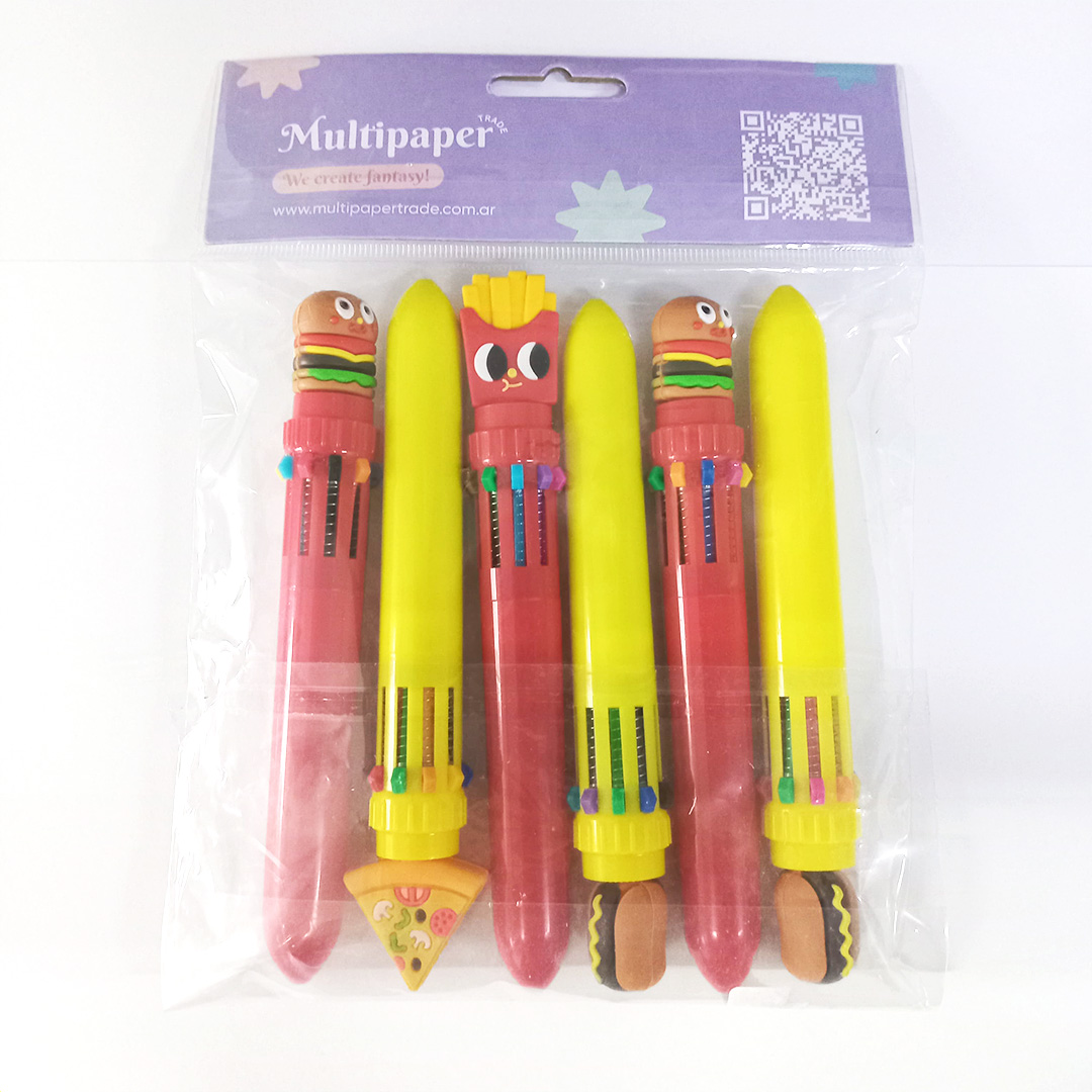  BOLIGRAFO RETRACTIL MULTIPAPER 10  COLORES FAST FOOD BLISTER X6