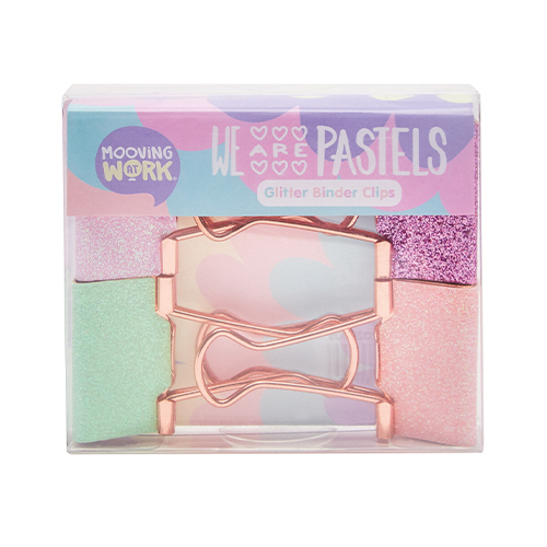  CLIPS BINDER MOOVING PASTEL GLITTER X4