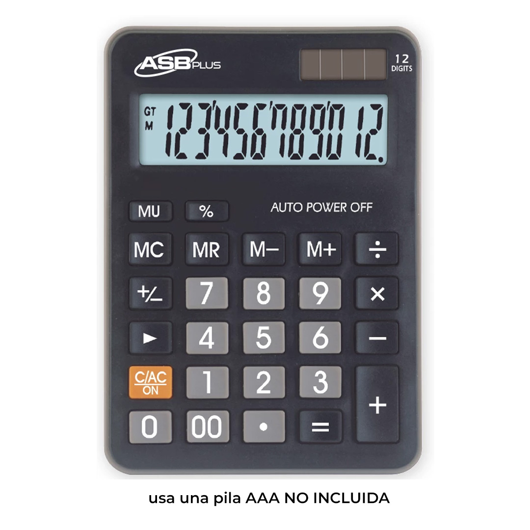 CALCULADORA ASB MEDIANA NEGRO AS-8N 12DIGITOS