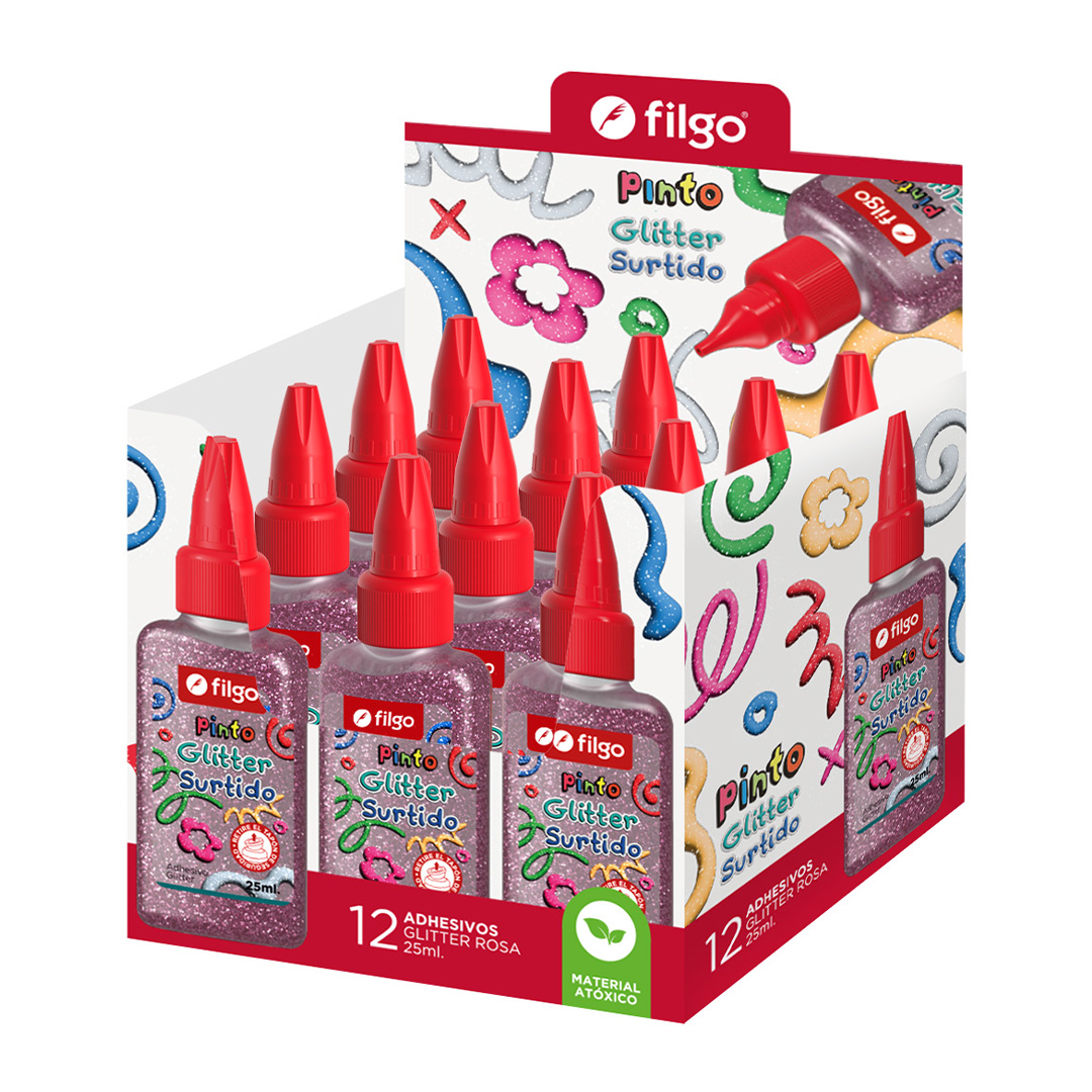  ADHESIVO GLITTER FILGO 25ML ROSA X12