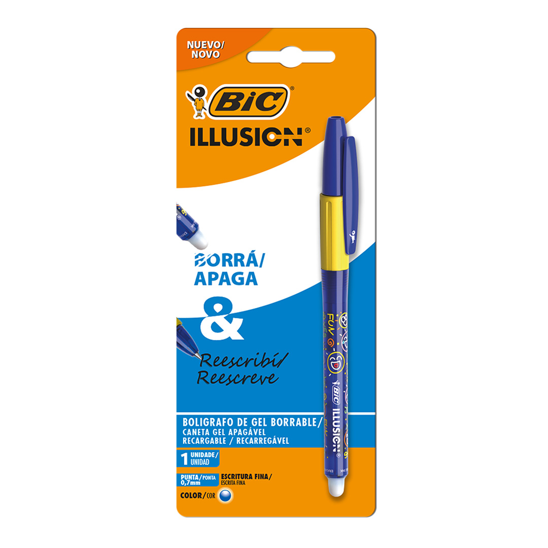  ROLLER BORRABLE BIC ILLUSION 07MM BL X1 AZUL