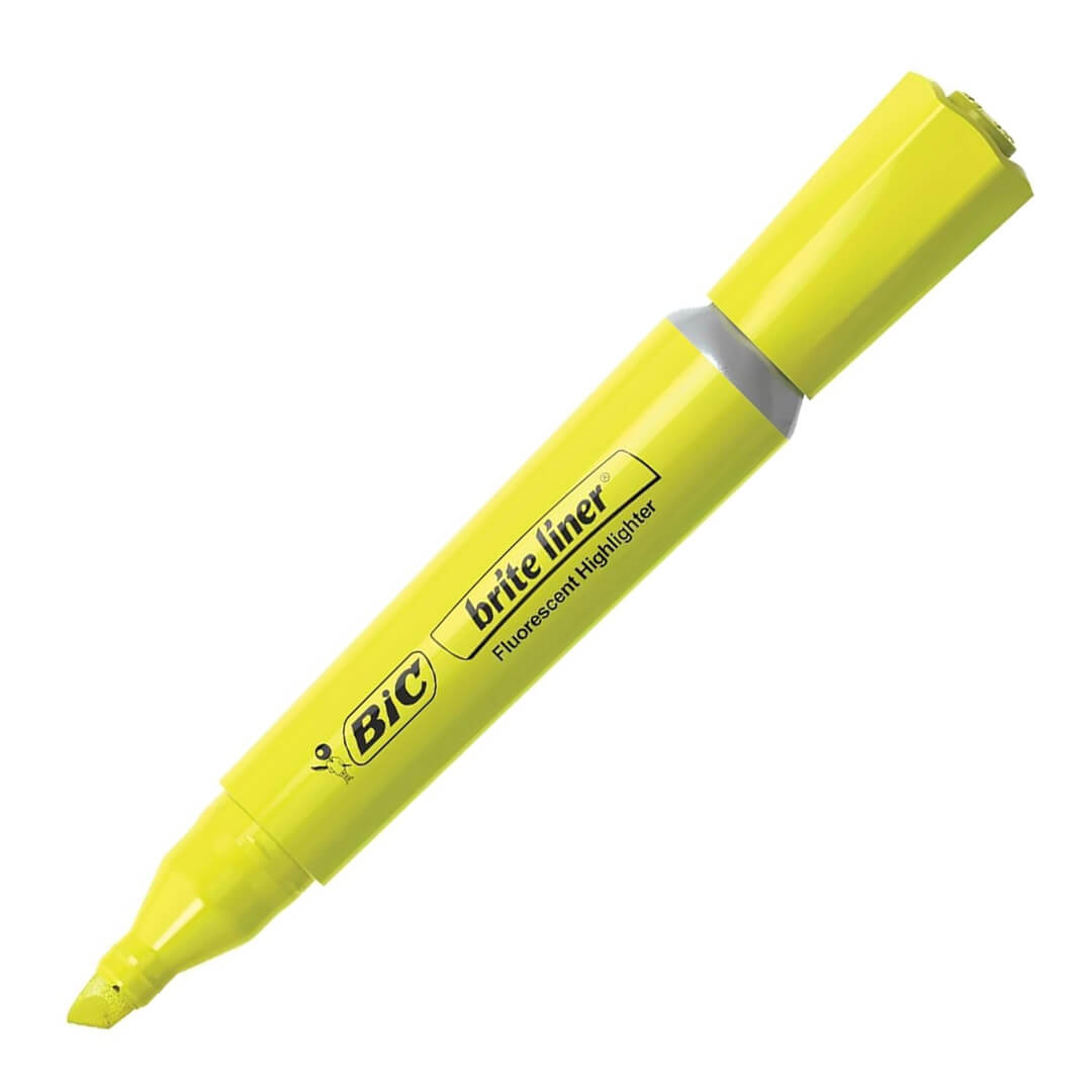  RESALTADOR REDONDO BIC BRITELINER GRIP;
XL AMARILLO X12