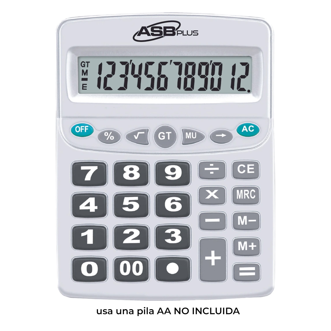  CALCULADORA ASB GRANDE PLATA AS-120C 12 DIGITOS