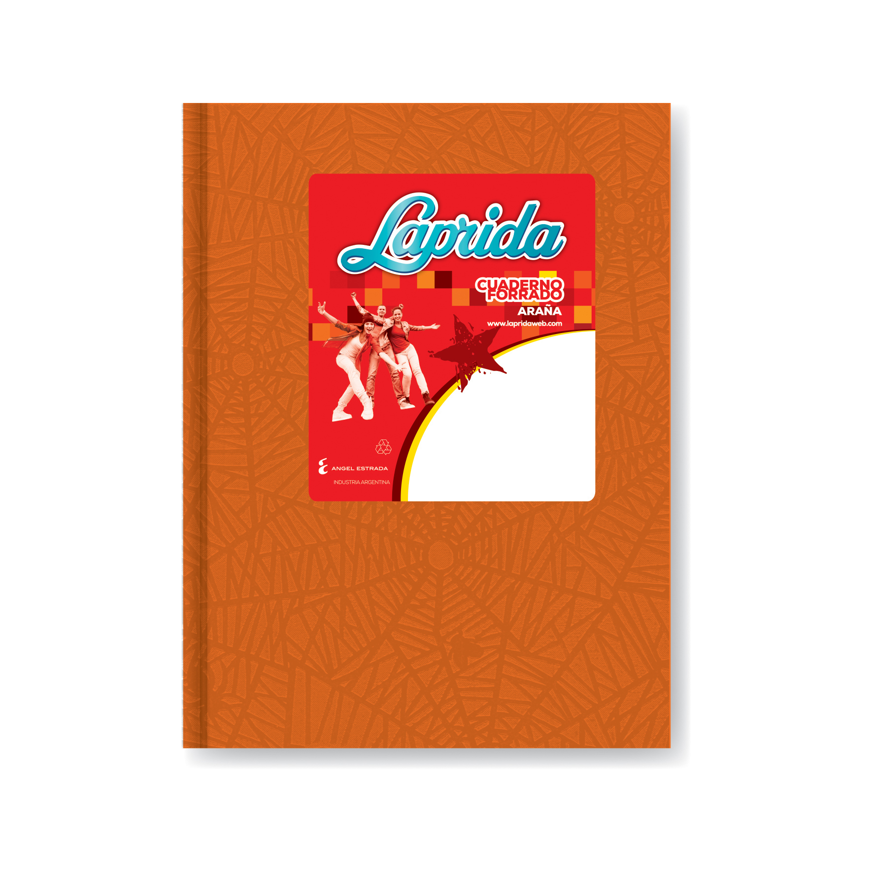  CUADERNO LAPRIDA 16X21 TAPA CARTON ARAÑA  NARANJA 50 HOJAS RAYADO