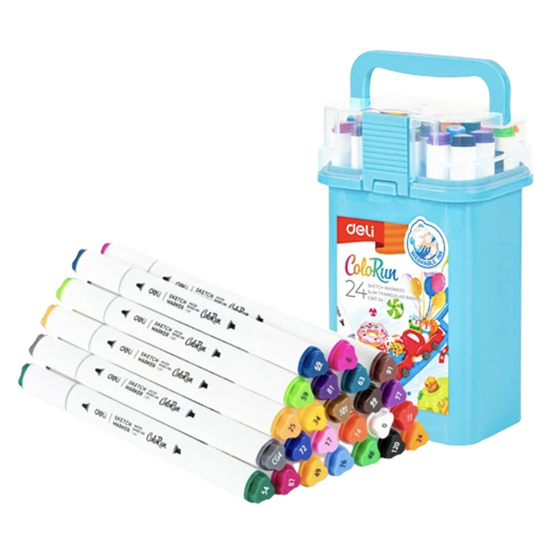  MARCADOR AL AGUA DELI SKETCH DOBLE  PUNTA BOX CELESTE X24