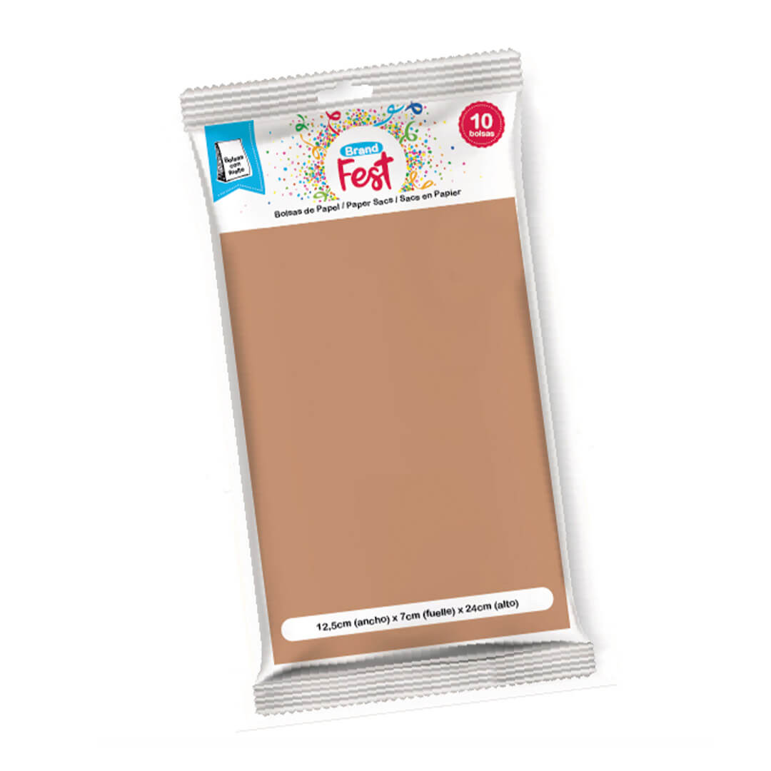  BOLSA COTILLON BRANDPACK 12X7X24 X10  MARRON