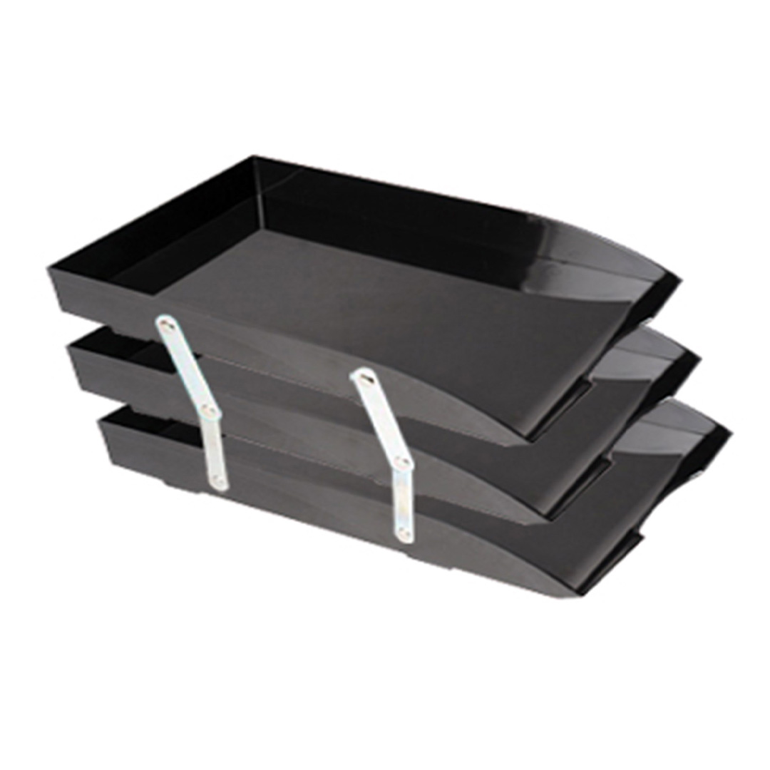  BANDEJA OFICIO TRIPLE LIGGO BISAGRA  METAL NEGRO