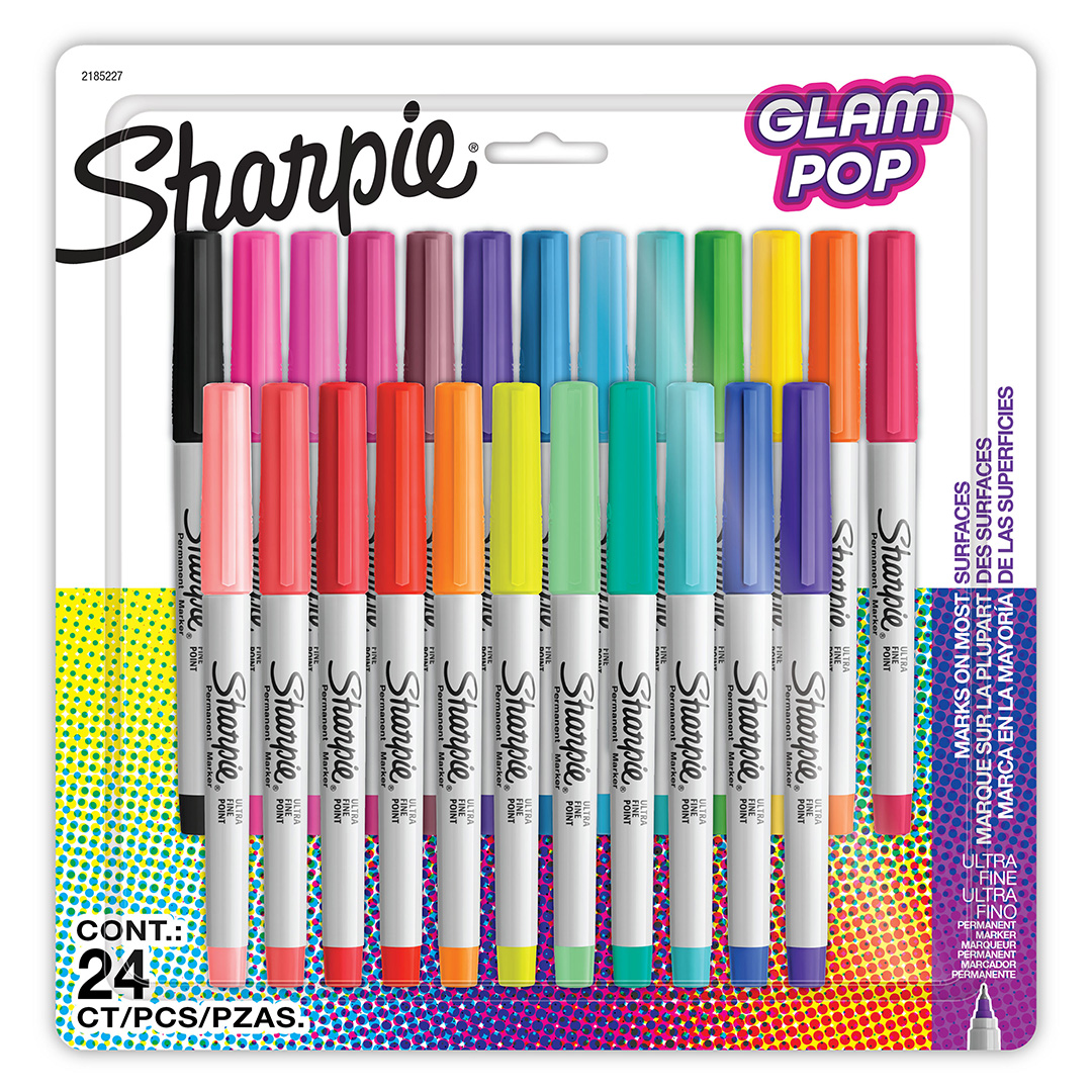  MARCADOR PERMANENTE SHARPIE ULTRA FINO;
GLAM POP X24
