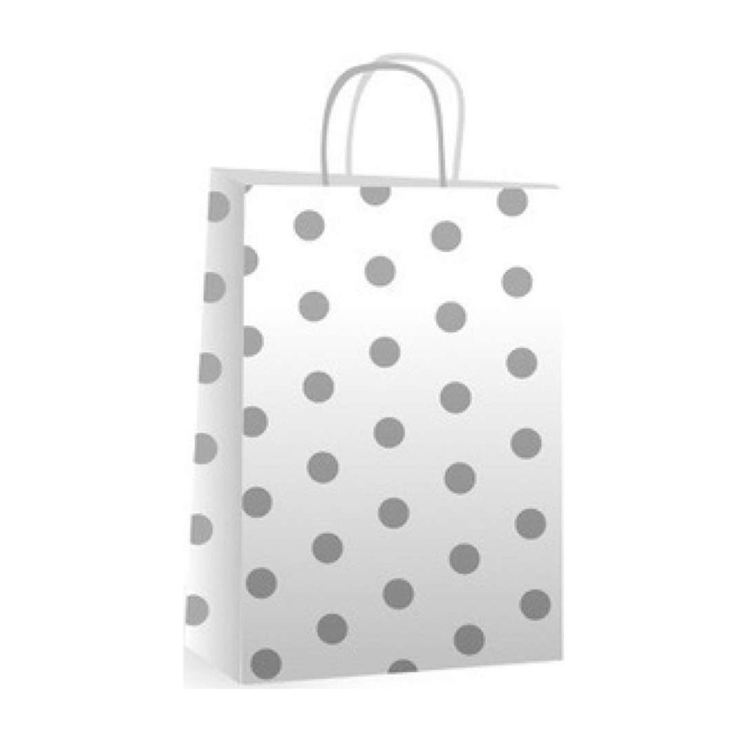  BOLSA PAPEL FANTASIA BRANDPACK 22X10X30 X25 LUNARES PLATEADO