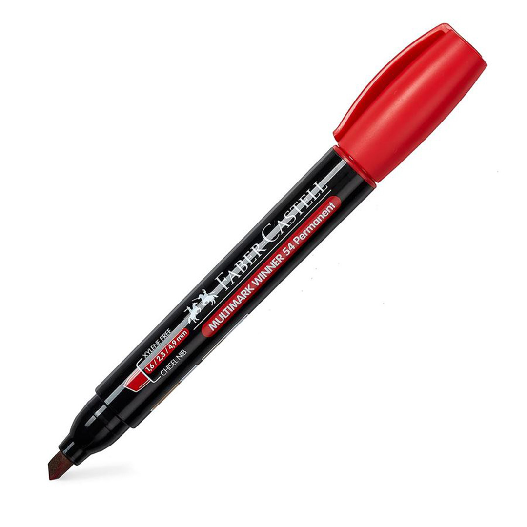  MARCADOR PERMANENTE FABER WINNER 54  PUNTA BISELADA ROJO X12