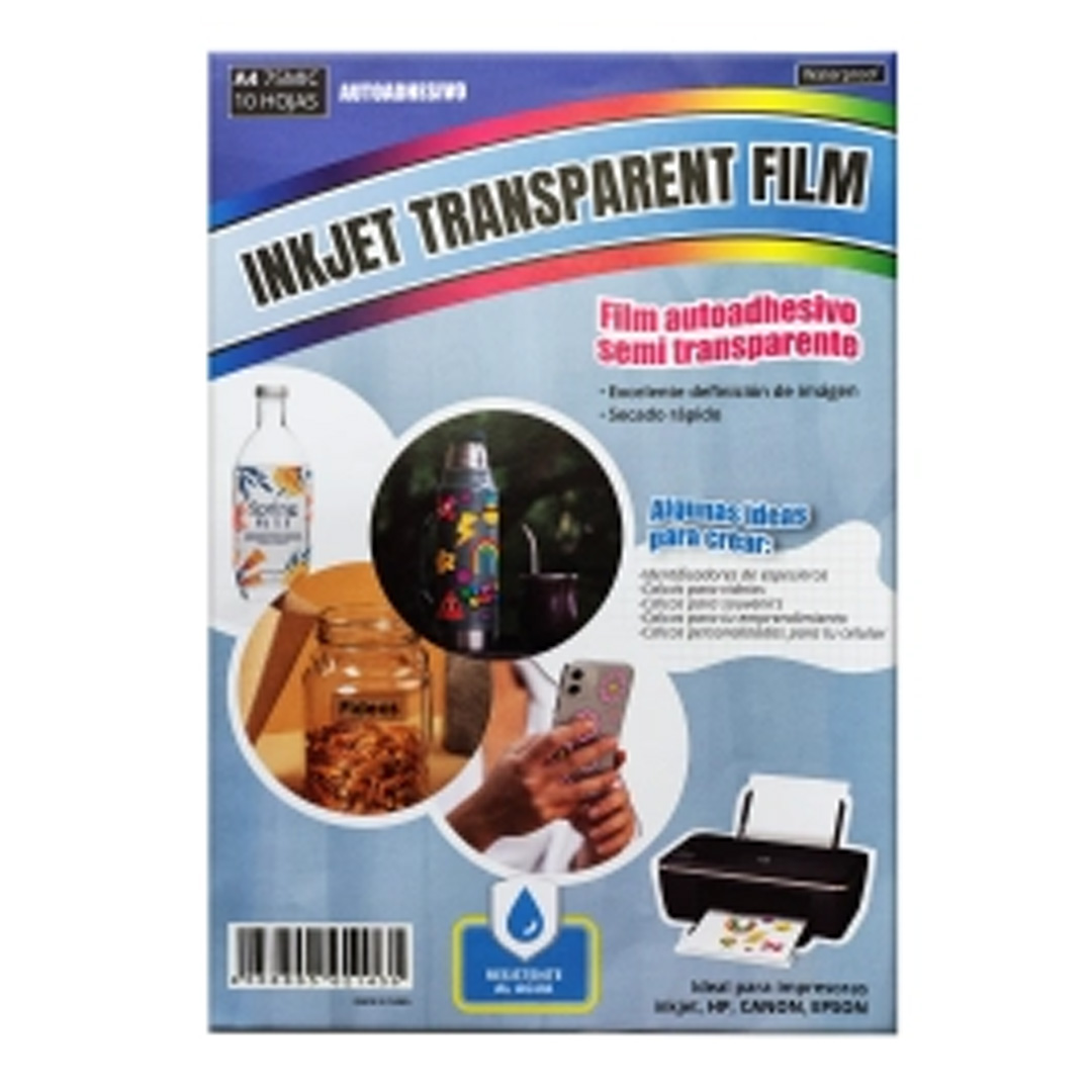  FILM ADHESIVO REXON INKJET A4 75  MICRONES X10 HOJAS SEMI TRANSPARENTE