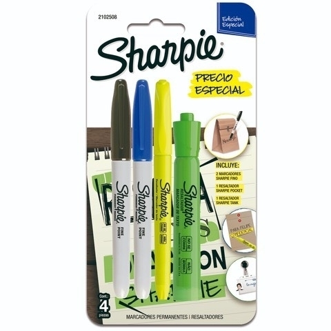  MARCADOR PERMANENTE SHARPIE FINO  UNIVERSITARIO X4