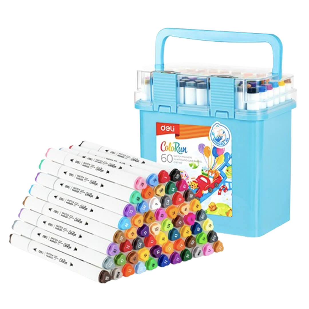  MARCADOR AL AGUA DELI SKETCH DOBLE  PUNTA BOX CELESTE X60
