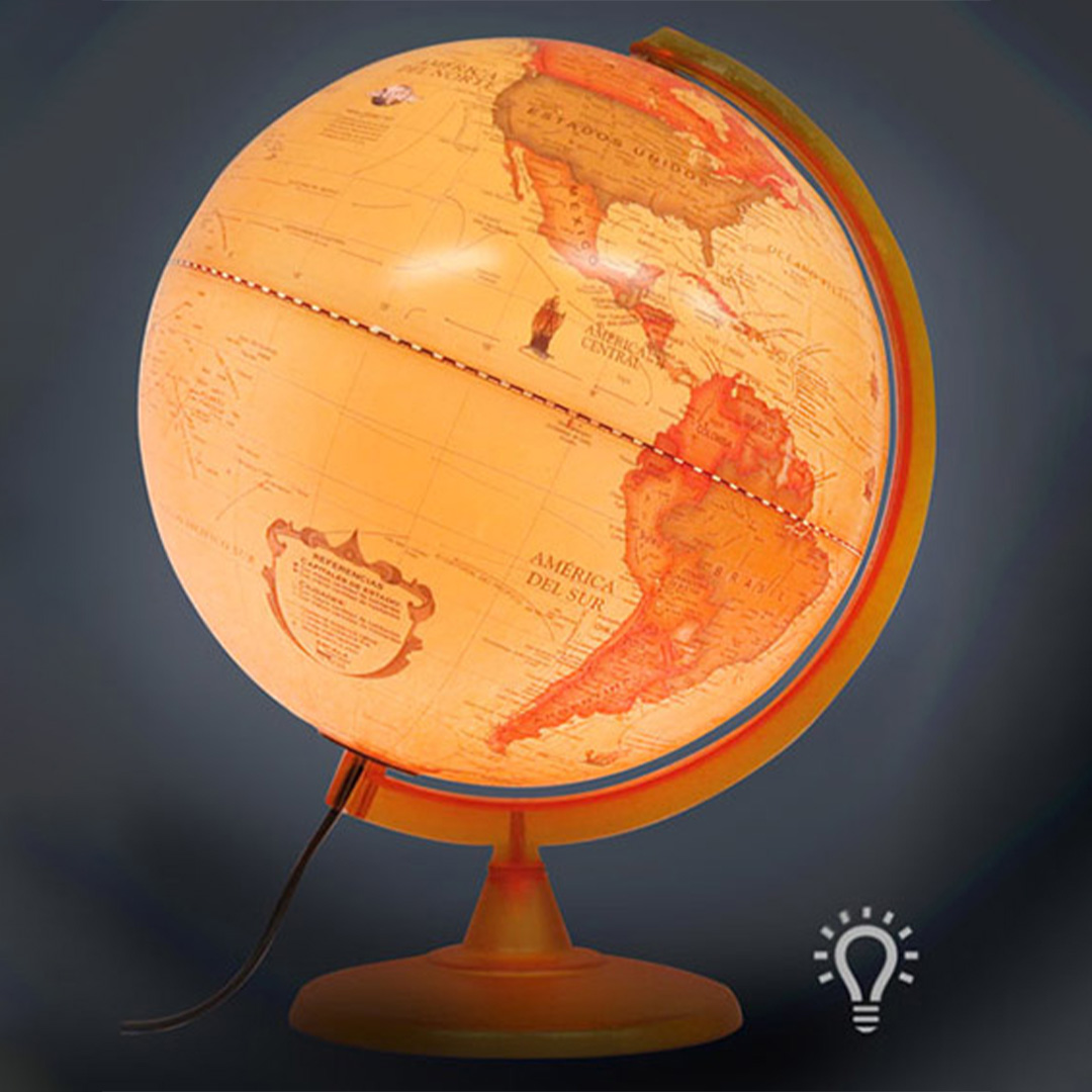  GLOBO TERRAQUEO 207ALW PLOW BASE  PLASTICA 20CM ANTIGUO CON LUZ