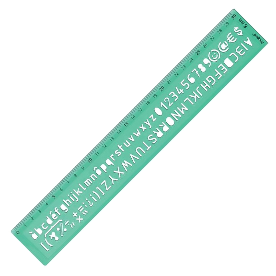  PLANTILLA DE LETRAS MAPED 8MM Y REGLA DE  30 CM