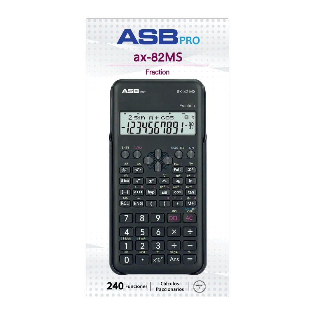 CALCULADORA ASB PRO CIENTIFICA AX-82MS;
240 FUNCIONES