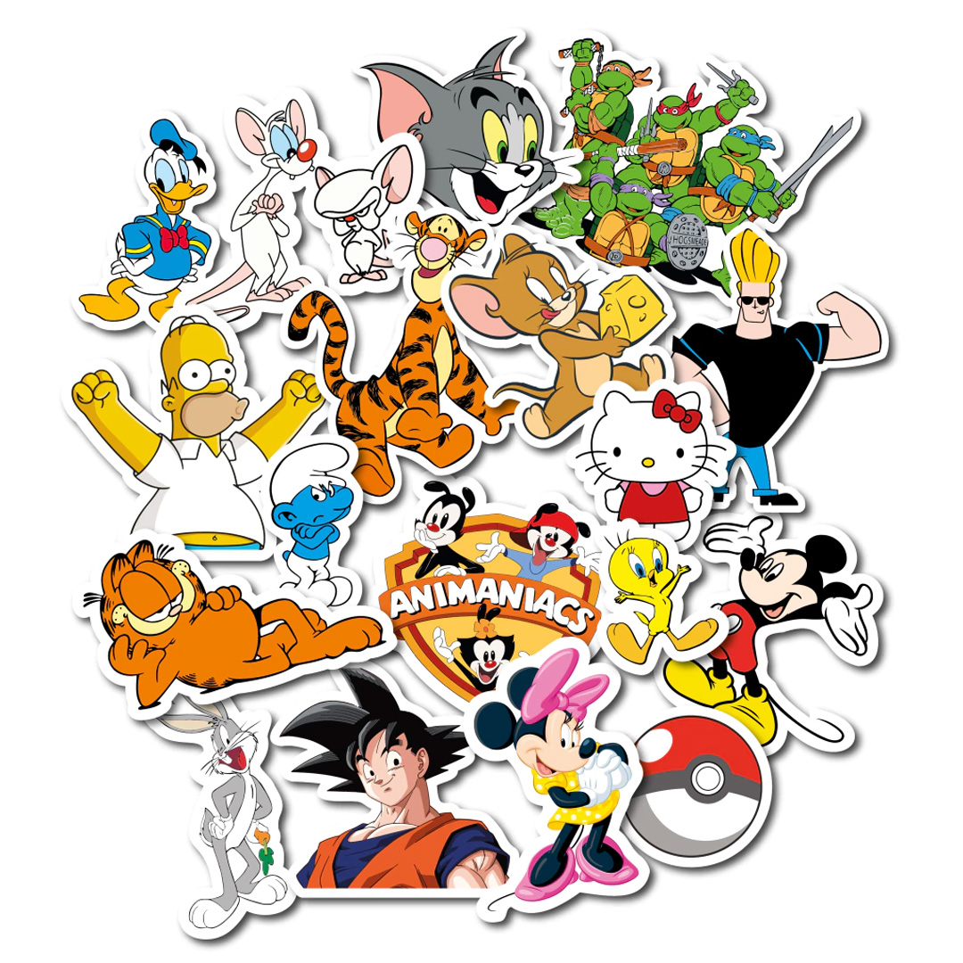  PLANCHA STICKERS DIBUJOS ANIMADOS 90S X5