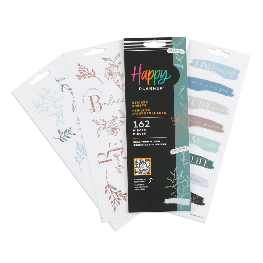  LIBRO THE HAPPY PLANNER STICKERS  BIENESTAR 8 HOJAS 162 STICKERS