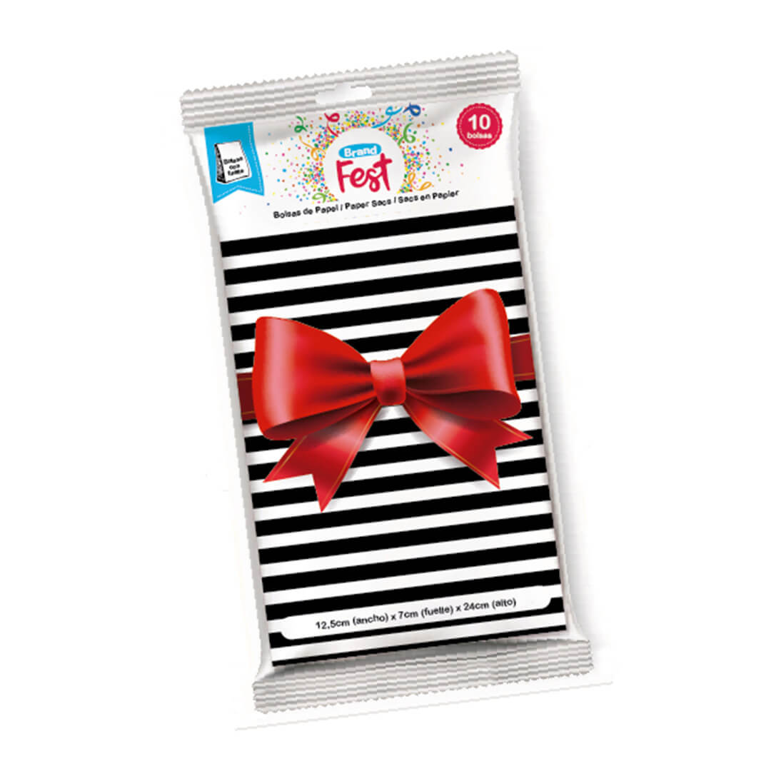  BOLSA COTILLON BRANDPACK 12X7X24 X10  MOÑO ROJO