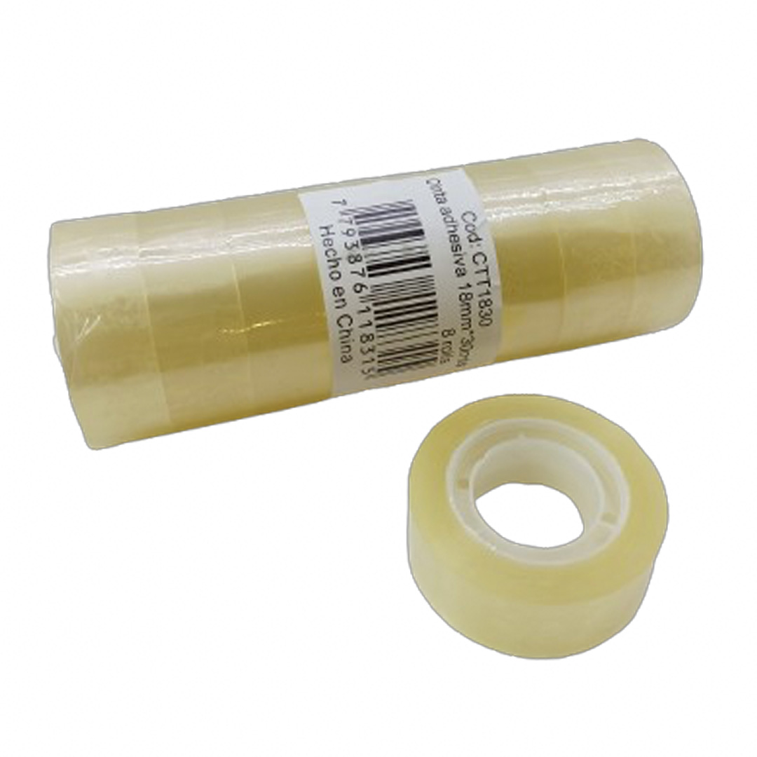  CINTA ADHESIVA MEDORO 18X30 METROS  TRANSPARENTE PACK X8