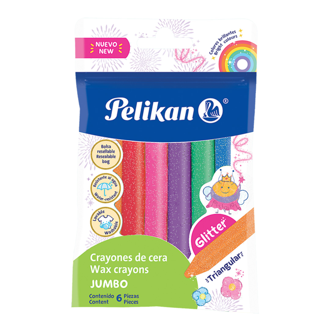  CRAYON PELIKAN JUMBO GLITTER X6