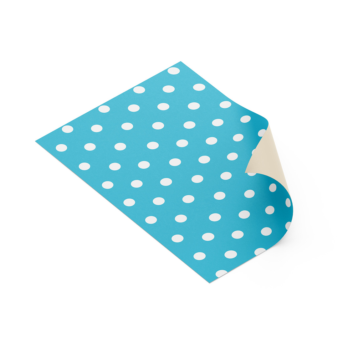  PVC ADHESIVO PLANCHA MURESCO 45X55CM  LUNARES BLANCO/TURQUESA X 10HJ