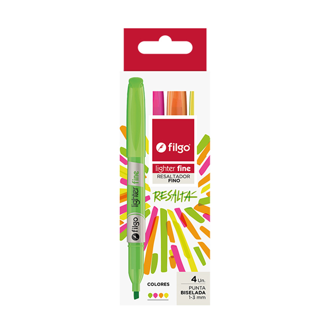  RESALTADOR FINO FILGO BLISTER X4 FLUO
