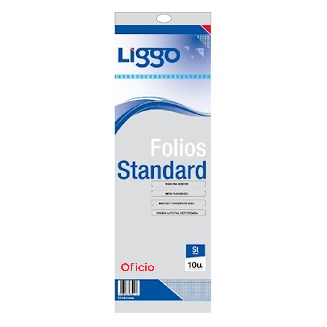  FOLIO OFICIO 30 MICRONES LIGGO STANDARD X10 PARA COLGAR