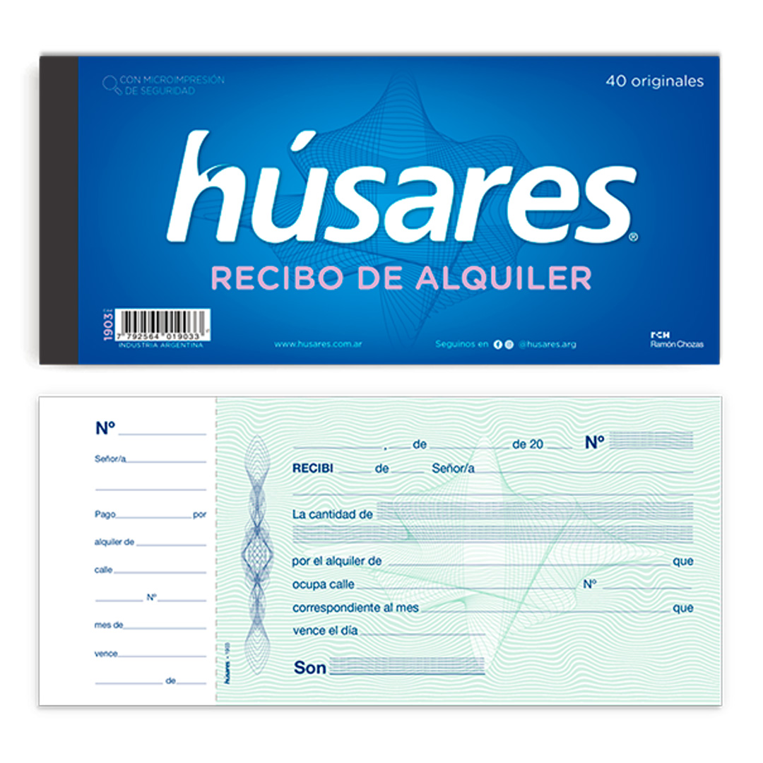  TALONARIO HUSARES 1903 RECIBO ALQUILER;
10X22