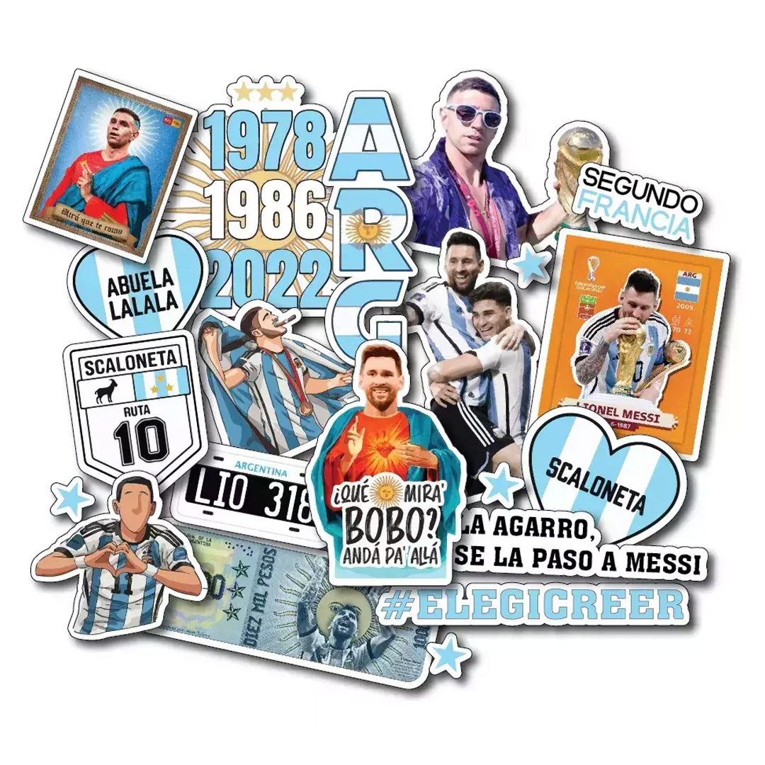  PLANCHA STICKERS ARGENTINA CAMPEON X5