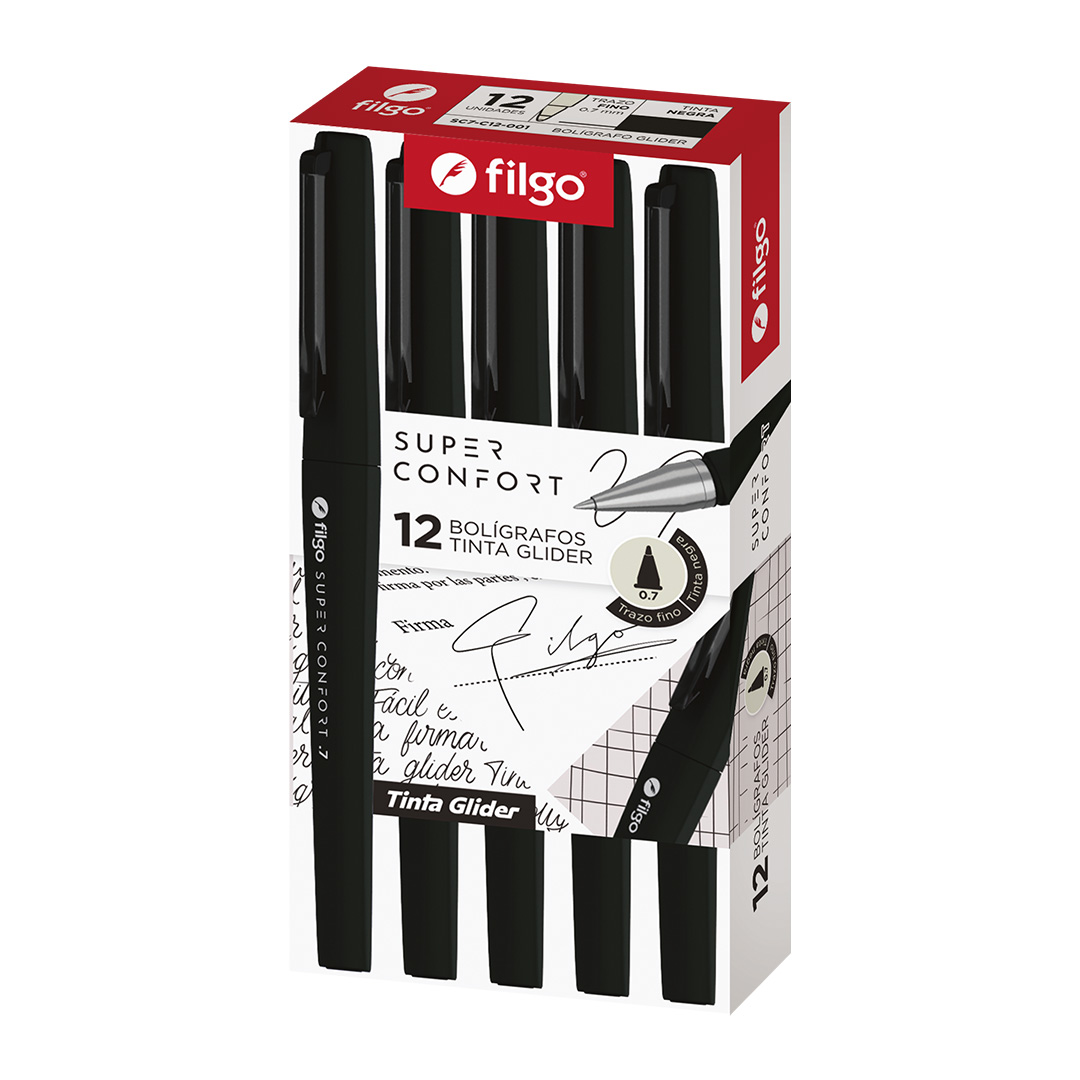  BOLIGRAFO FILGO GLIDER CONFORT  0.7 NEGRO X12