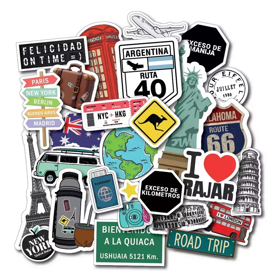  PLANCHA STICKERS VIAJES X5