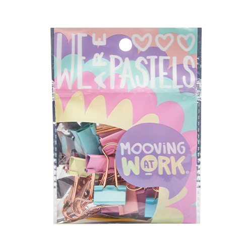  CLIPS BINDER MOOVING 19MM PASTEL X12