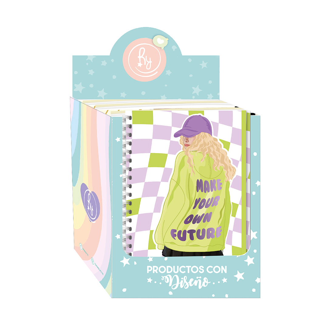  CUADERNO REYSA 15X21 TAPA DURA COOL LOVE  80H RAYADO EXH X8