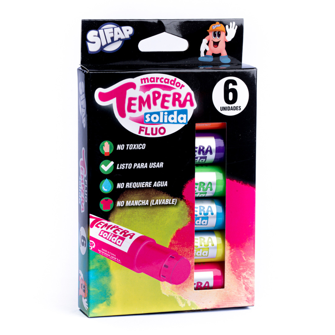  TEMPERA SIFAP SOLIDA X6 COLORES FLUO