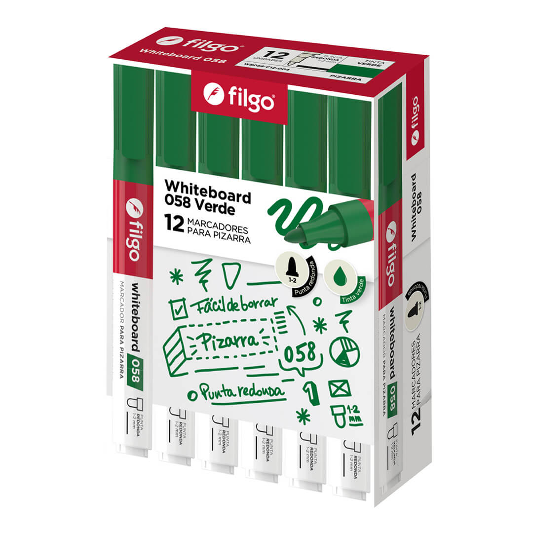  MARCADOR PIZARRA FILGO 058 PUNTA REDONDA  VERDE X12