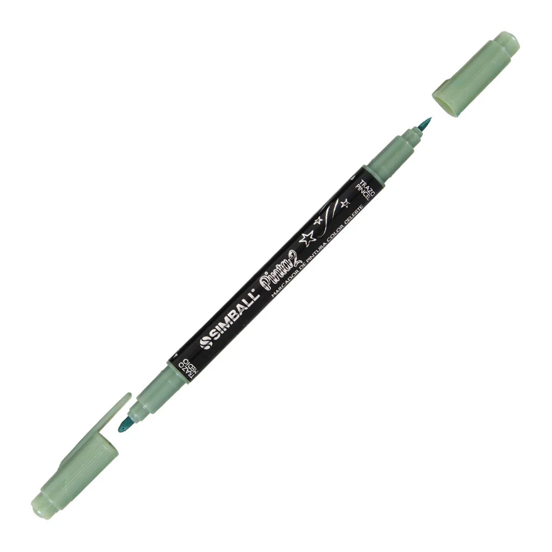  MARCADOR SIMBALL PINTA2 VERDE x 12 DOBLE  PUNTA