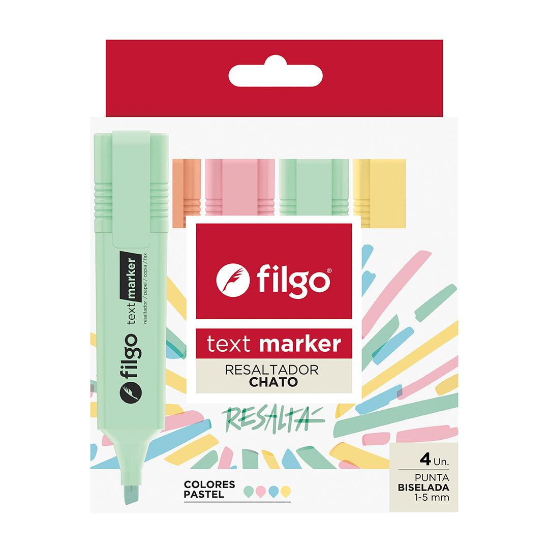  RESALTADOR CHATO FILGO X4 PASTEL SURTIDO