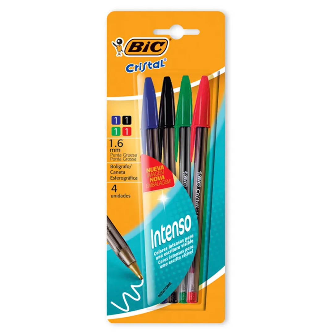  BOLIGRAFO BIC CRISTAL BOLD 1.6MM  SURTIDO CLASICO BLISTER X4