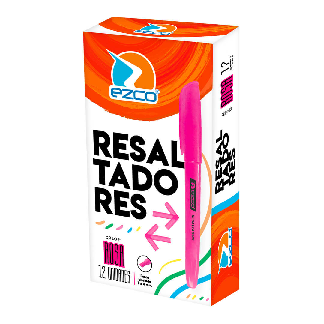  RESALTADOR FINO EZCO X12 FLUO ROSA