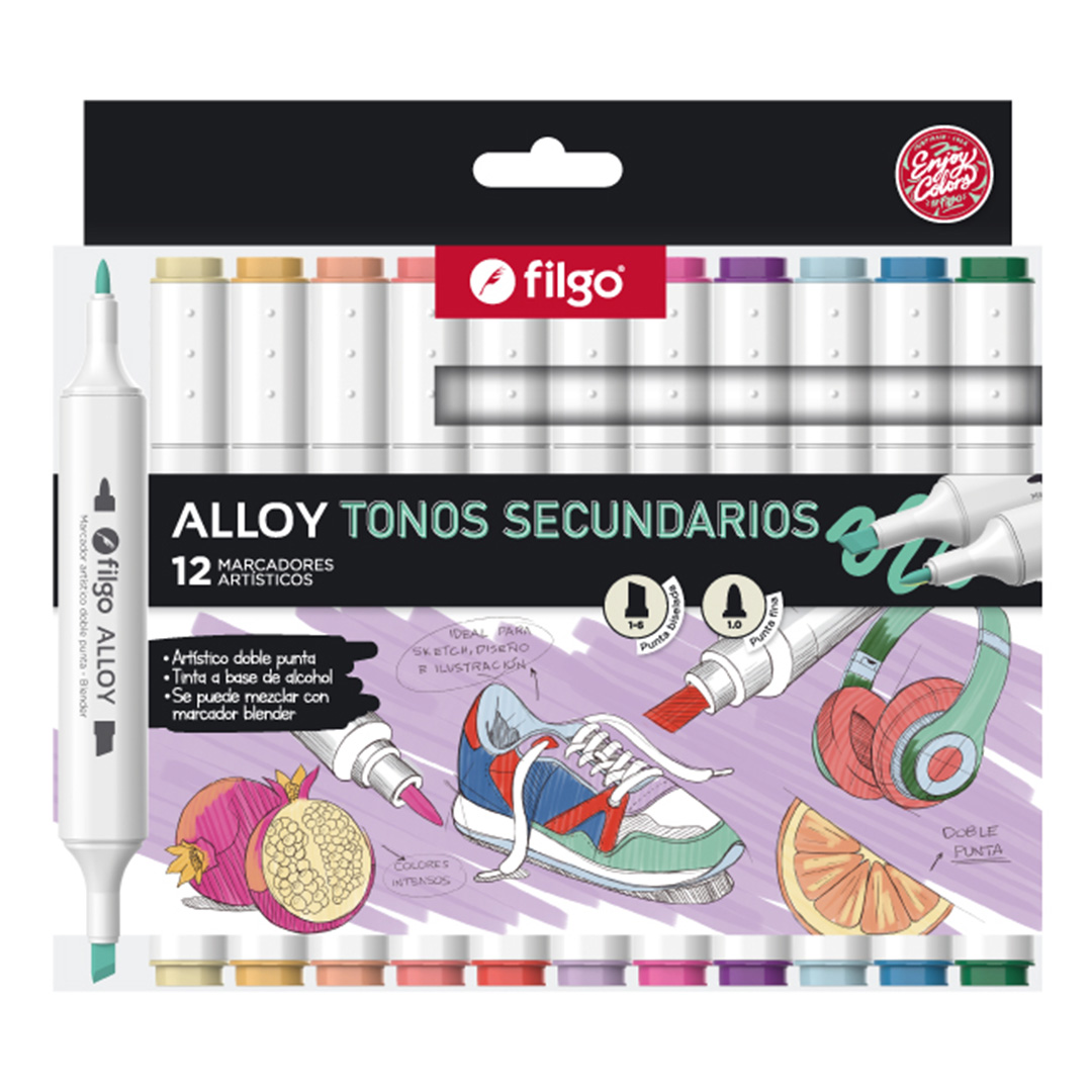  MARCADOR FILGO ALLOY DOBLE PUNTA  SECUNDARIOS X12