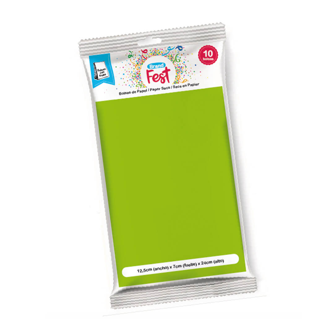  BOLSA COTILLON BRANDPACK 12X7X24 X10  VERDE