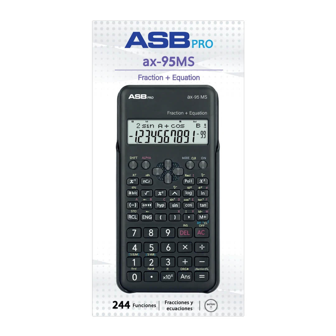  CALCULADORA ASB PRO CIENTIFICA AX-95MS;
244 FUNCIONES