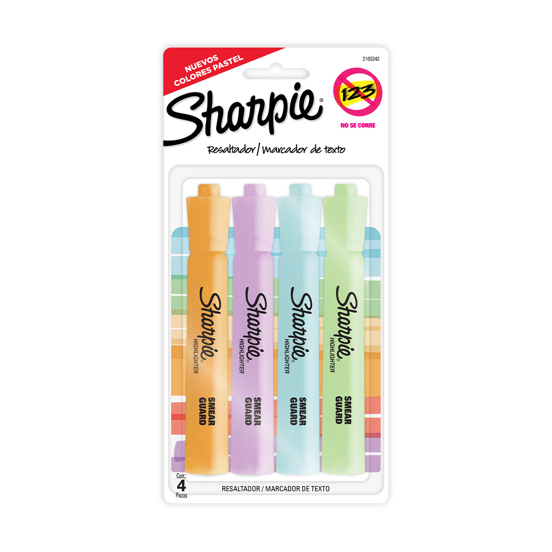  RESALTADOR REDONDO SHARPIE  BLISTER X4PASTEL SURTIDO