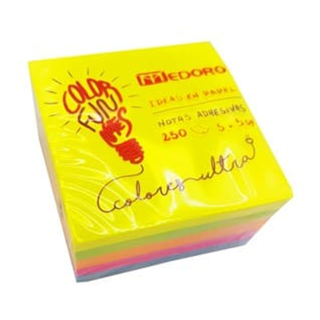  NOTA ADHESIVA MEDORO CUBO 5X5 NEON SURT X250 PACK X 12 CUBOS