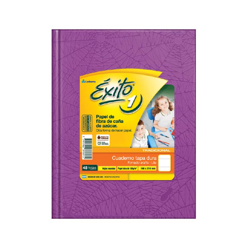  CUADERNO EXITO 16X21 TAPA CARTON FORRADO  LILA 48 HOJAS RAYADO