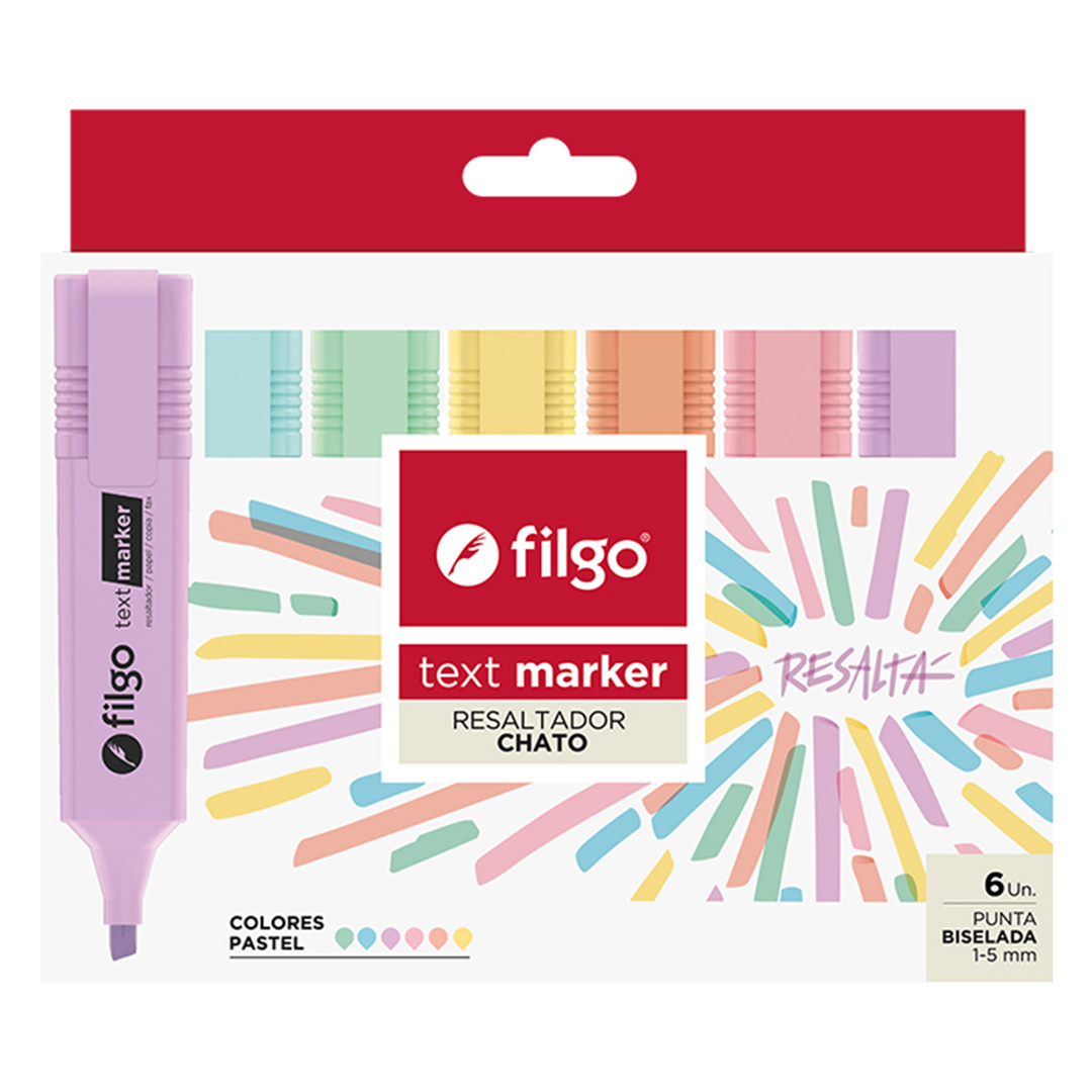  RESALTADOR CHATO FILGO X6 PASTEL SURTIDO